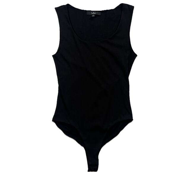 Lulus Bodysuit Womens Small Black Ribbed Jersey Knit Tank Straps High Back NWT - Picture 9 of 10